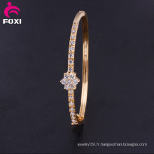 Fashion Twinkle White Zirconia plaqué or Bangle Charm Bracelet